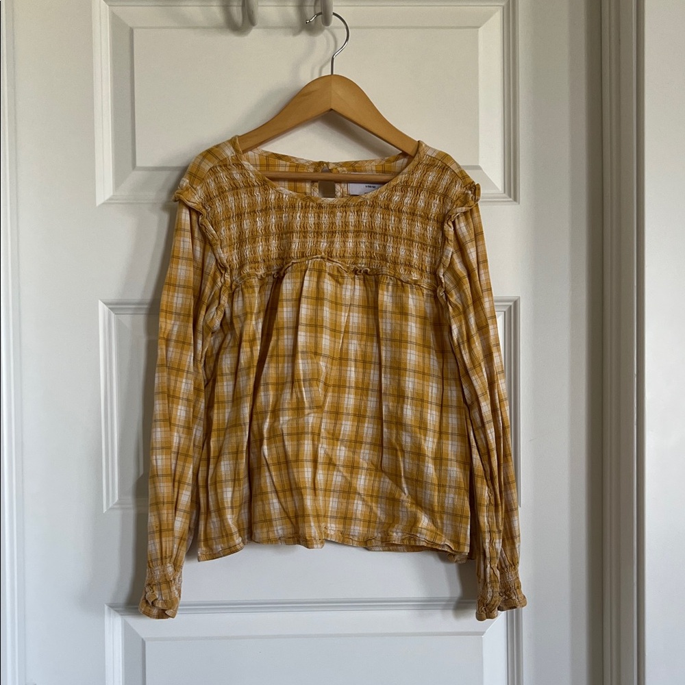Old Navy Yellow Plaid Kids Blouse